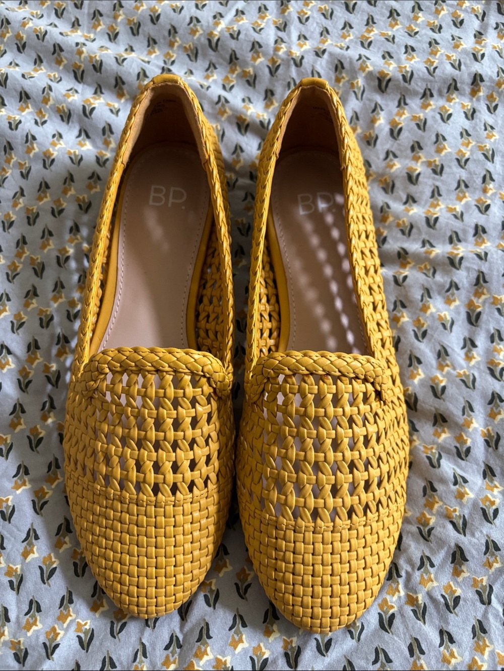bp Yellow Woven Slip-On Loafers